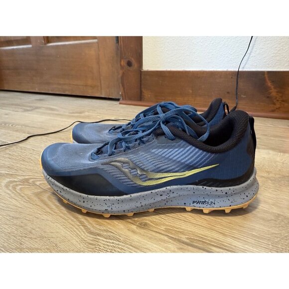 Saucony Women's Peregrine 12 Trail Running Shoe Navy/Gold 7.5 - Picture 3 of 8